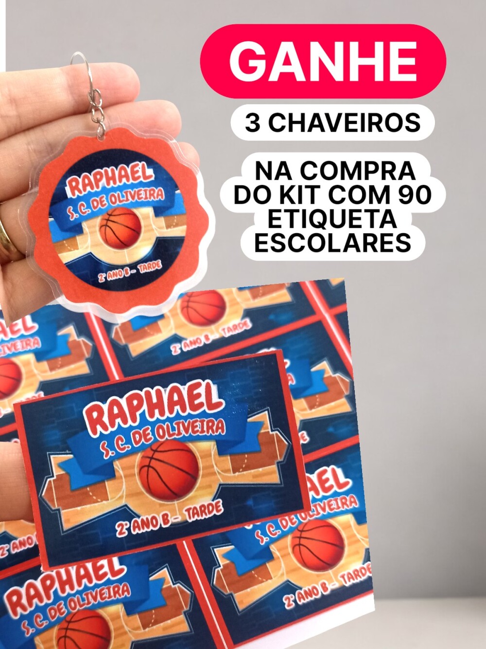 90 UN . ETIQUETA ESCOLA QUALQUER TEMA - GANHE 3 CHAVEIROS DO TEMA