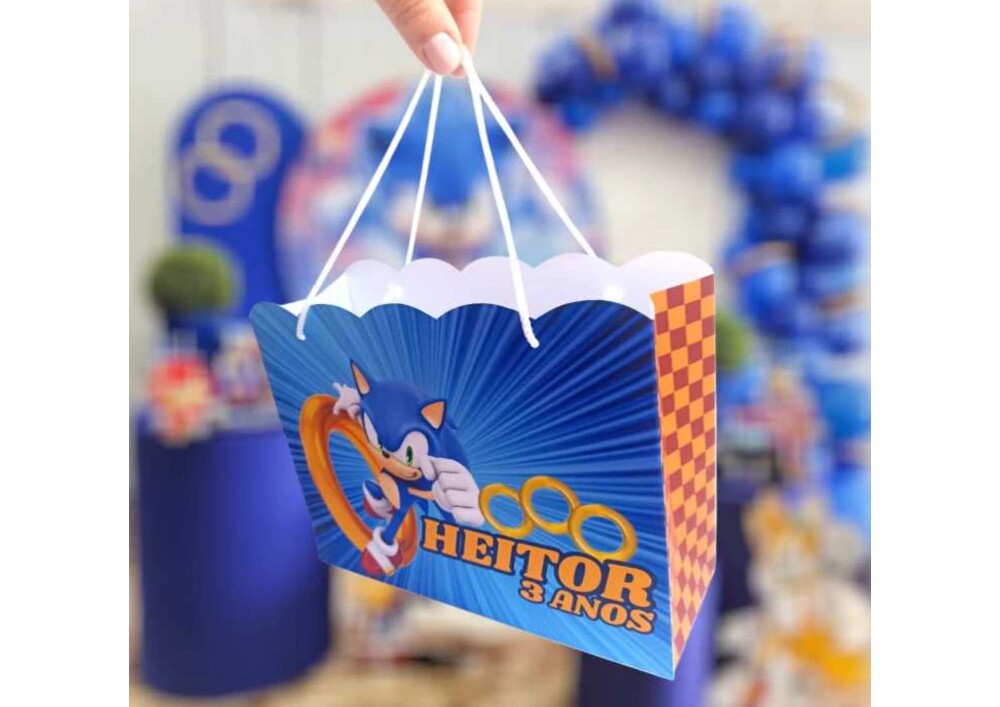PEGUE E MONTE - 15 Sacolas lembrancinha Personalizada Sonic -Shad