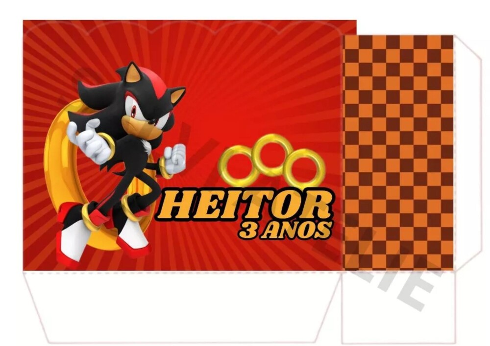 PEGUE E MONTE - 15 Sacolas lembrancinha Personalizada Sonic -Shad