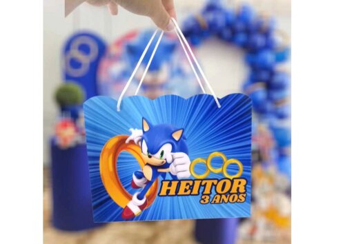 PEGUE E MONTE - 15 Sacolas lembrancinha Personalizada Sonic -Shadow- Tails - Knuckles Qualquer tema - Amy Rose - Dr. Eggman