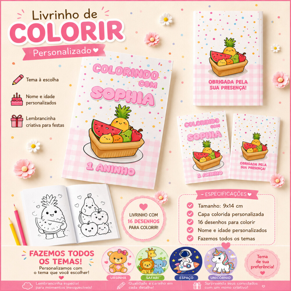 Mini Livrinho de Colorir Personalizado