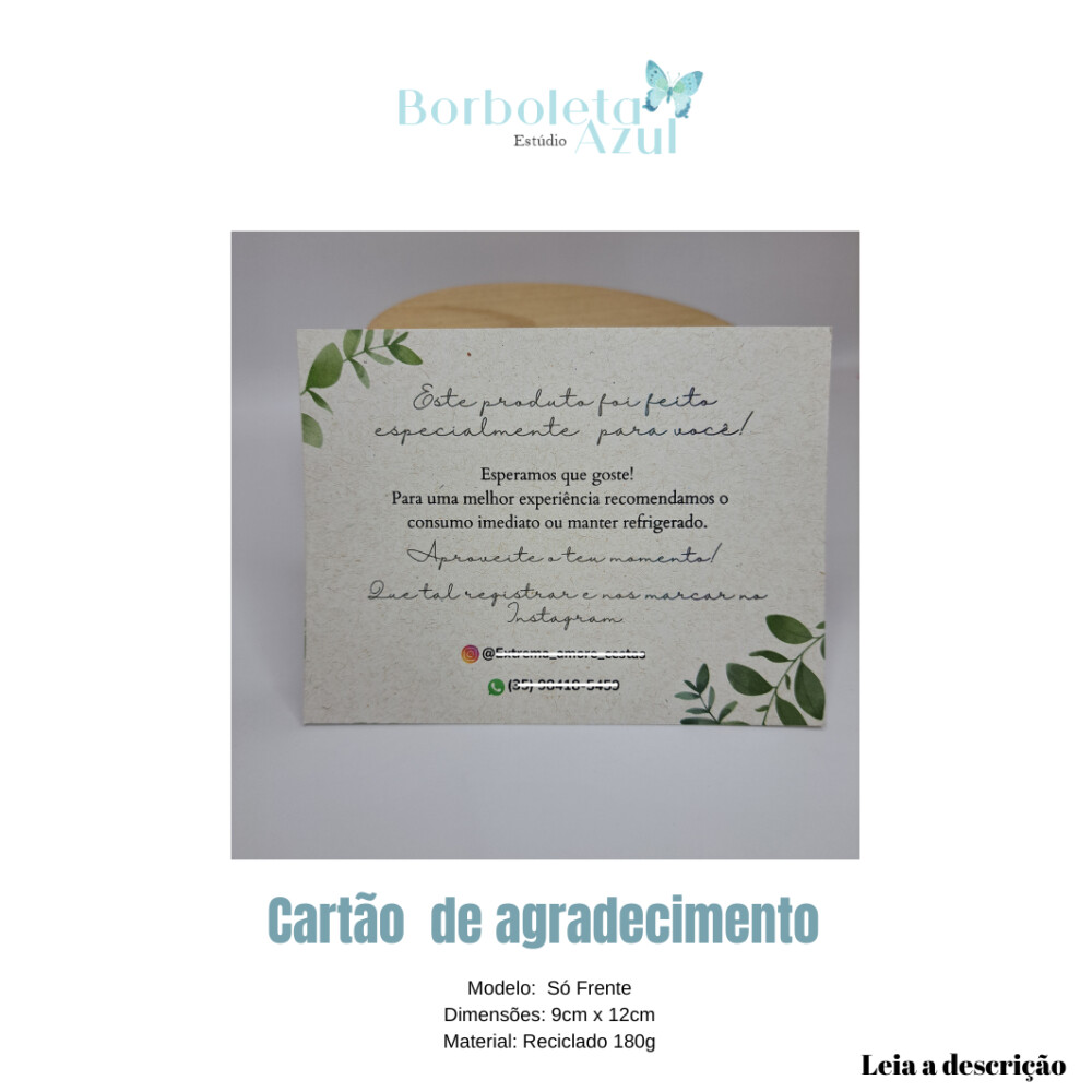 100 CARTÕES 180g - RECICLATO - FRENTE - PERSONALIZADO