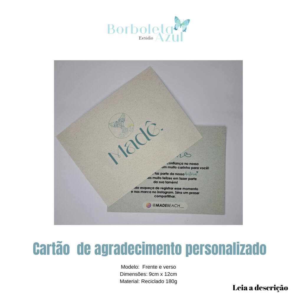 100 CARTÕES- FRENTE VERSO -RECICLADO 180G -PERSONALIZADO