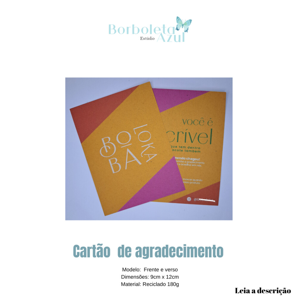 100 CARTÕES- FRENTE VERSO -RECICLADO 180G -PERSONALIZADO