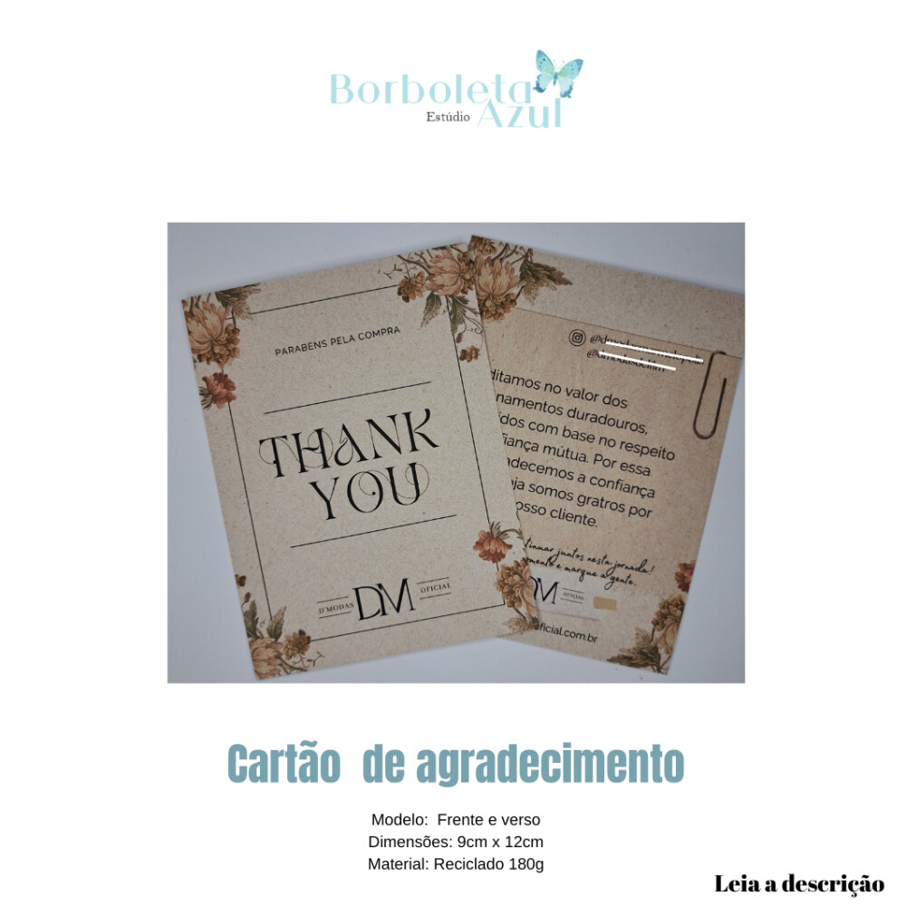 100 CARTÕES- FRENTE VERSO -RECICLADO 180G -PERSONALIZADO