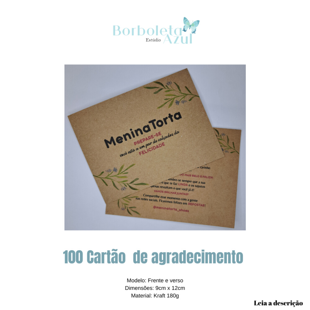 100 CARTÕES- FRENTE VERSO -Kraft 180G -PERSONALIZADO