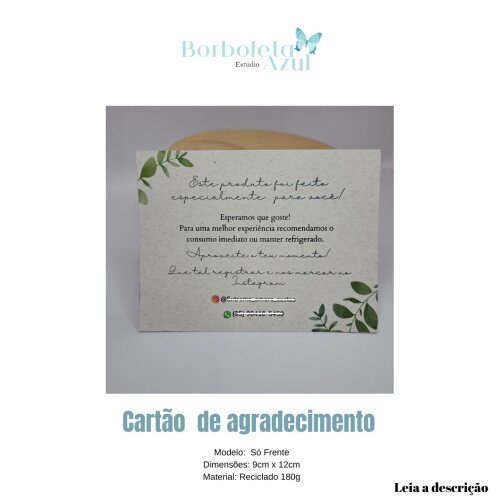 100 CARTÕES 180g - RECICLATO - FRENTE - PERSONALIZADO