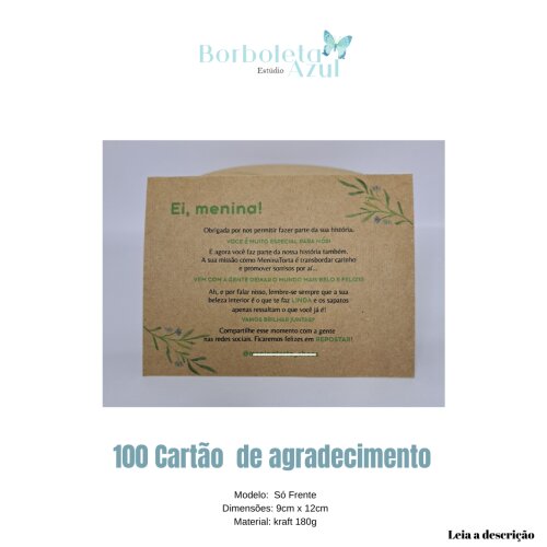 100 CARTÕES - KRAFT  180g  - FRENTE - PERSONALIZADO - Cópia