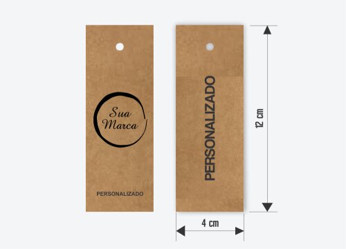 Tags Retangulares 4x12 cm - Kraft 180g - frente e verso - Personalizado