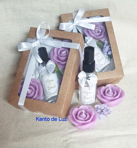 Kit .Caixa Vela Água de Lençol Lavanda