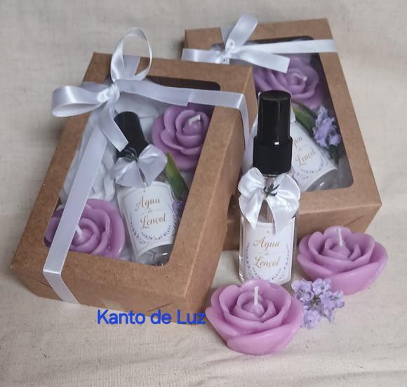 Kit .Caixa Vela Água de Lençol Lavanda
