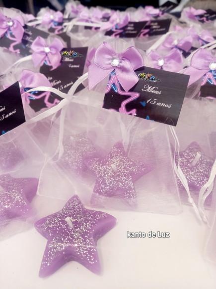 Lembrancinha Vela Estrela com Gliter