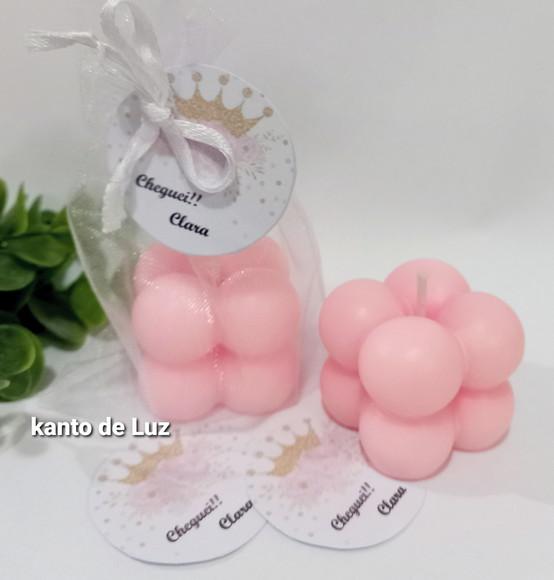 Lembrancinha Vela Mine Bubble Rosa