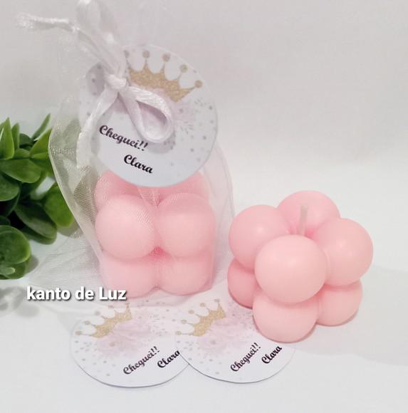 Lembrancinha Vela Mine Bubble Rosa