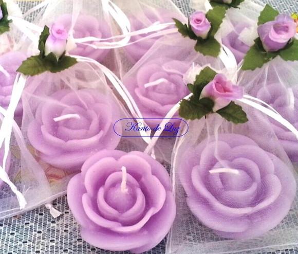 Lembrancinha Vela Rosa Média