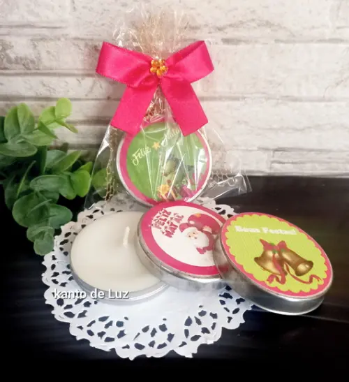 Lembrancinha Latinha com Vela Natalina
