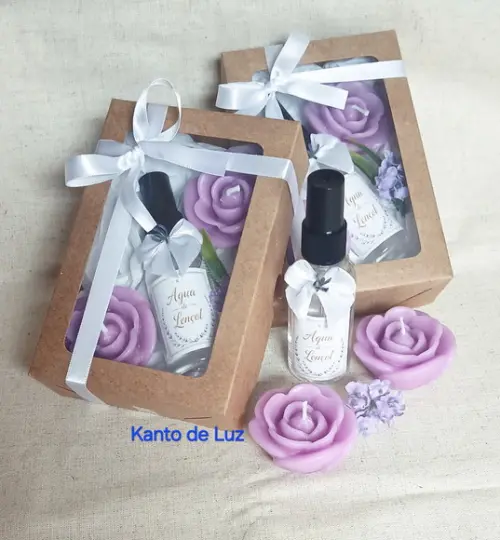 Kit .Caixa Vela Água de Lençol Lavanda
