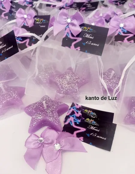 Lembrancinha Vela Estrela com Gliter
