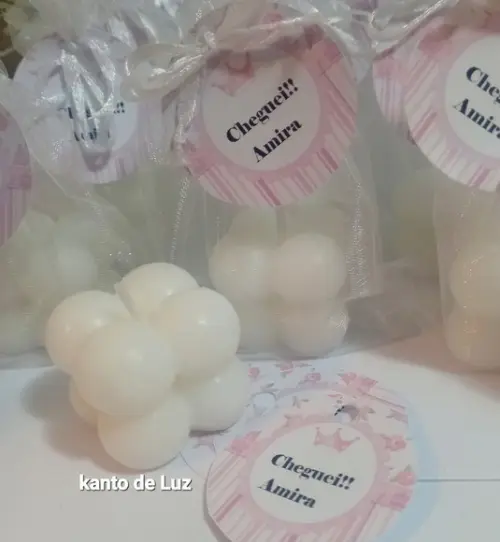 Lembrancinha Vela Mine Bubble Rosa
