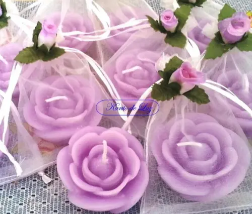 Lembrancinha Vela Rosa Média