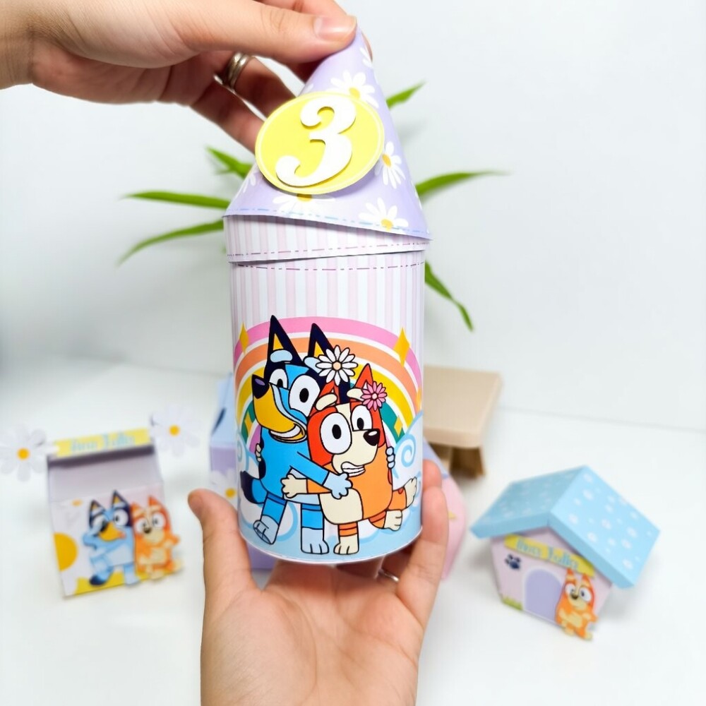 Kit Festa Personalizado BLUEY SEMI LUXO Caixinha Lembrança Anive