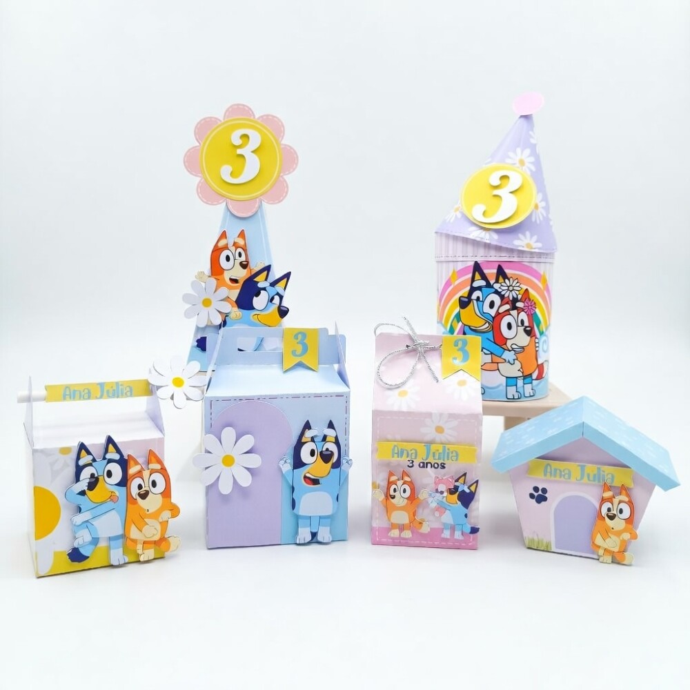Kit Festa Personalizado BLUEY SEMI LUXO Caixinha Lembrança Anive