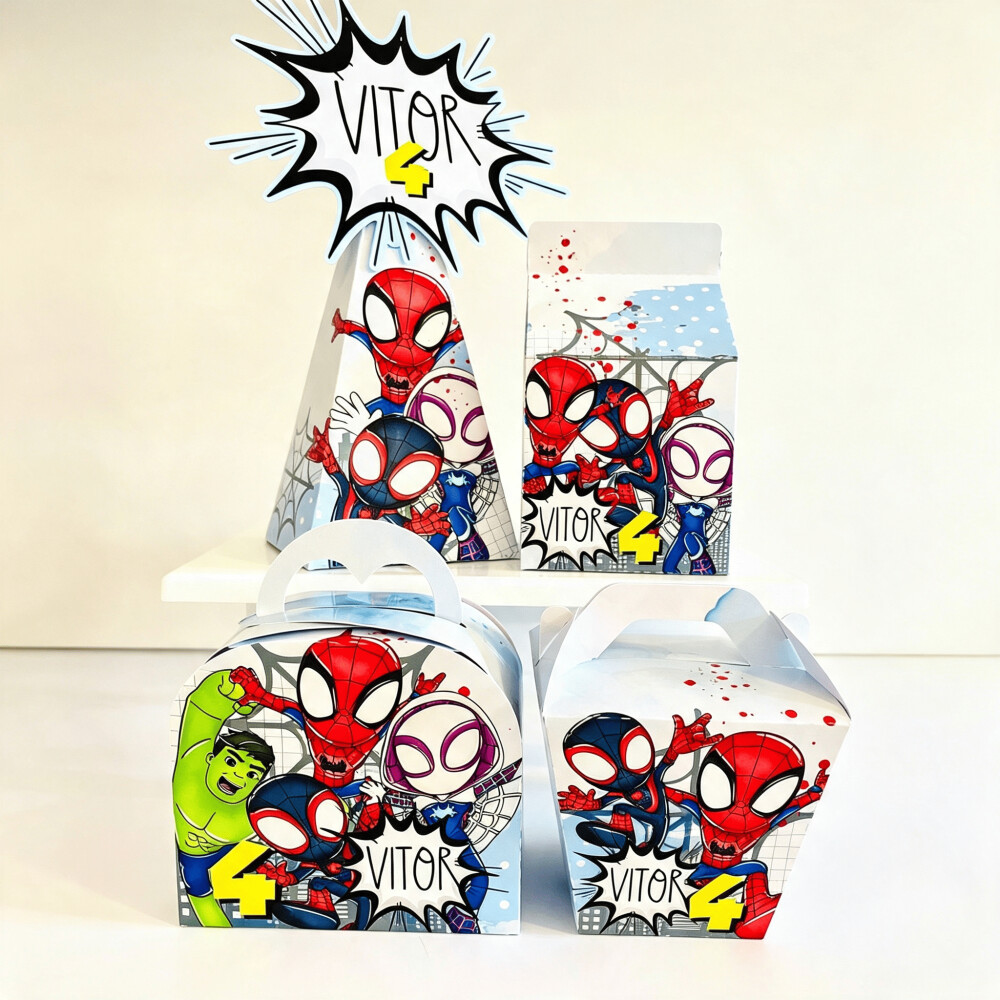 Kit Caixinhas Personalizadas para Festa Spidey e Seus Amigos para