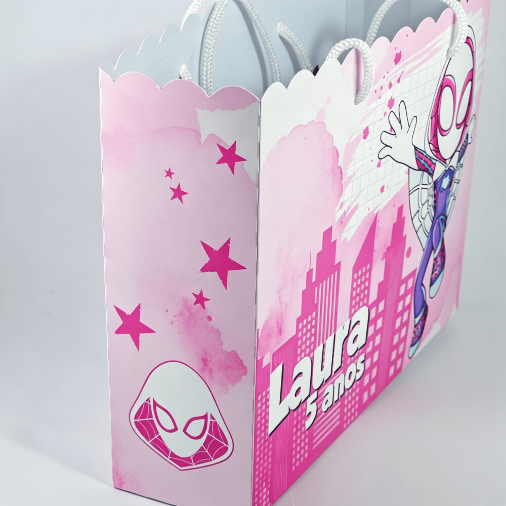 Sacolinha Surpresa G Personalizada para Festa Enrolados Gwen Spid