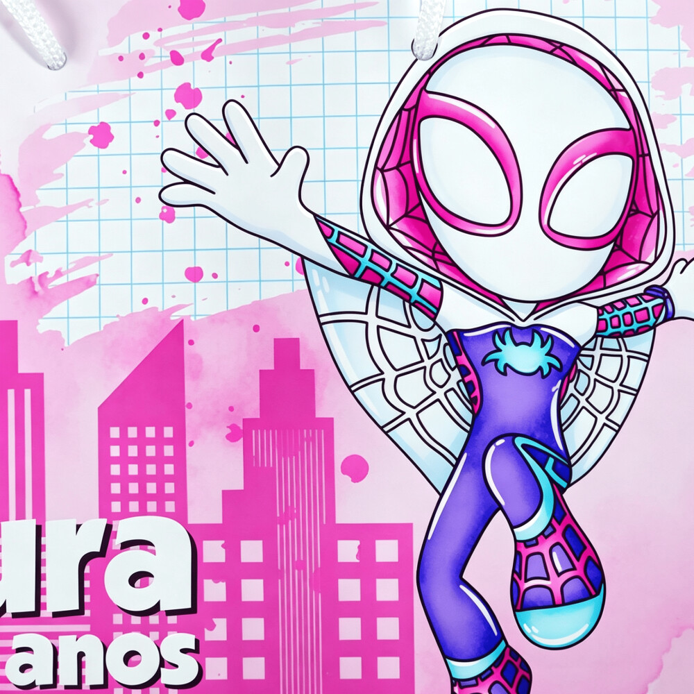 Sacolinha Surpresa G Personalizada para Festa Enrolados Gwen Spid