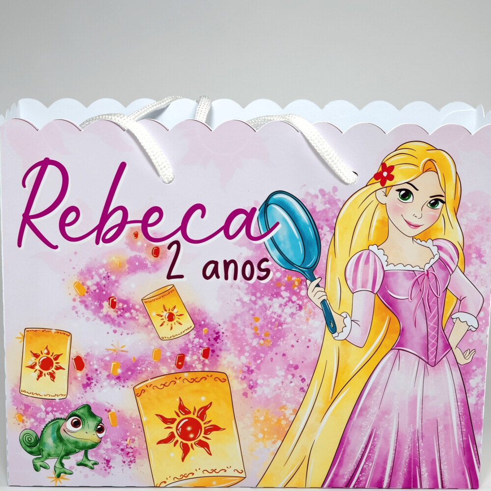 Sacolinha Surpresa G Personalizada para Festa Enrolados Rapunzel 