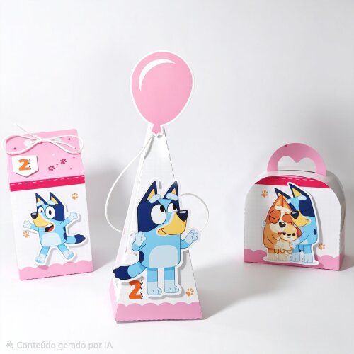 Kit Caixinhas Personalizadas para Festa BLUEY MENINA para Decoração de Festa e Aniversário