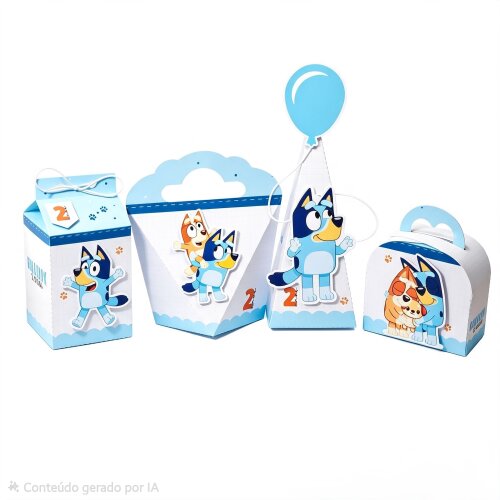 Kit Caixinhas Personalizadas para Festa BLUEY MENINO para Decoração de Festa e Aniversário