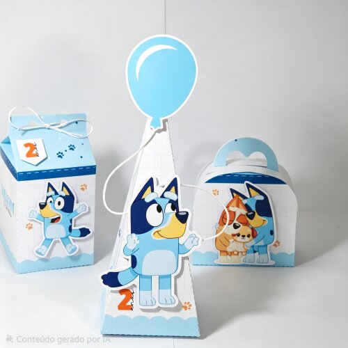Kit Caixinhas Personalizadas para Festa BLUEY MENINO para Decora?