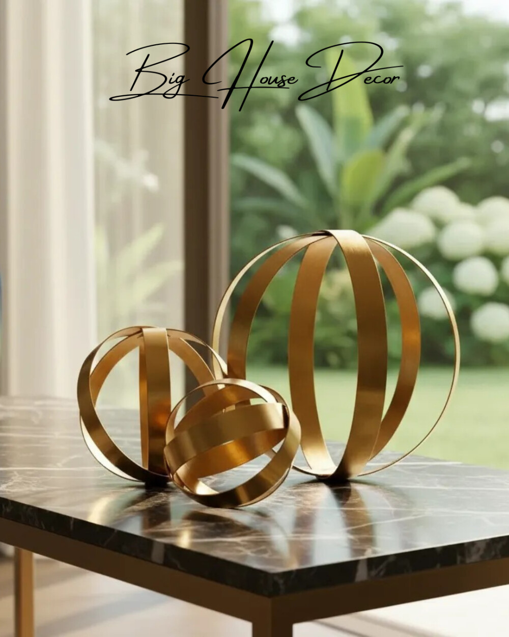 Escultura de mesa metal modelo TRIO DE ESFERAS varias cores