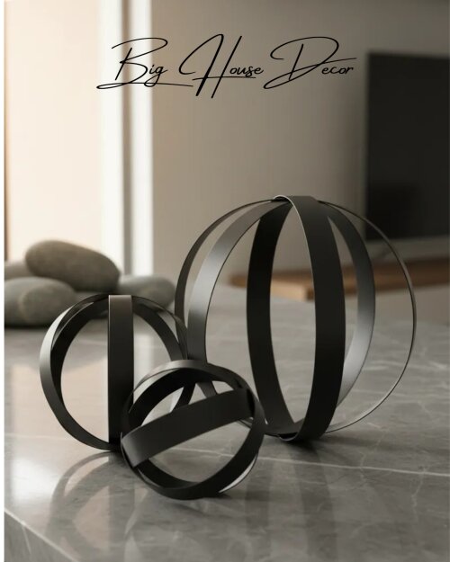 Escultura de mesa metal modelo TRIO DE ESFERAS varias cores