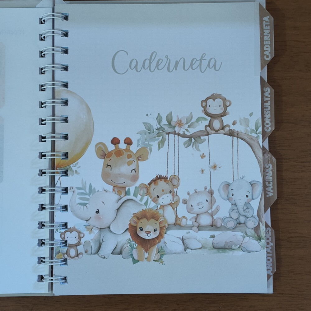 Caderneta de Saúde Personalizada - Tema Safari Baby