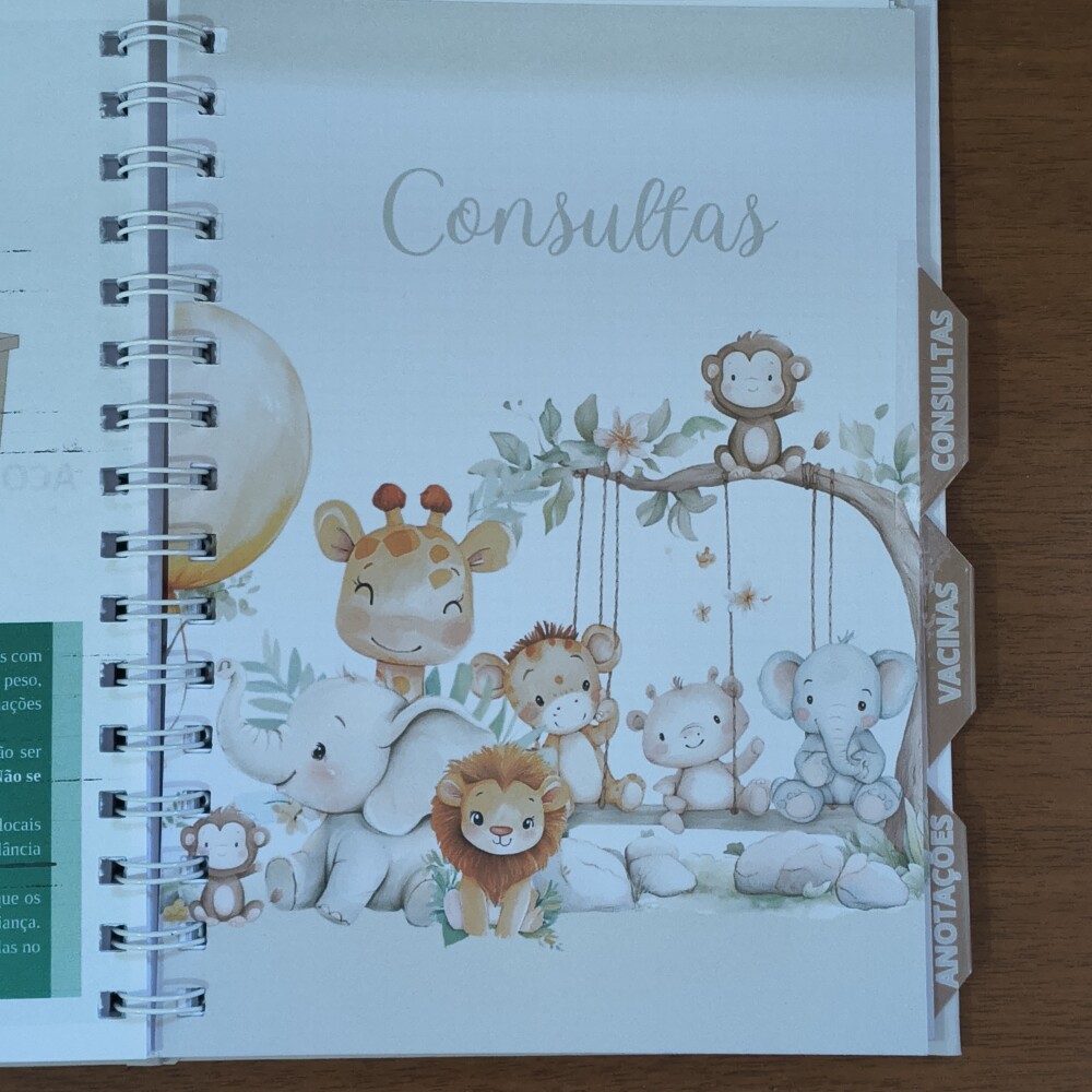Caderneta de Saúde Personalizada - Tema Safari Baby