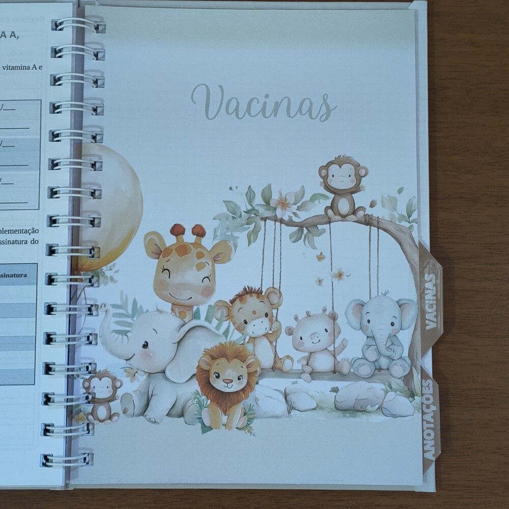 Caderneta de Saúde Personalizada - Tema Safari Baby