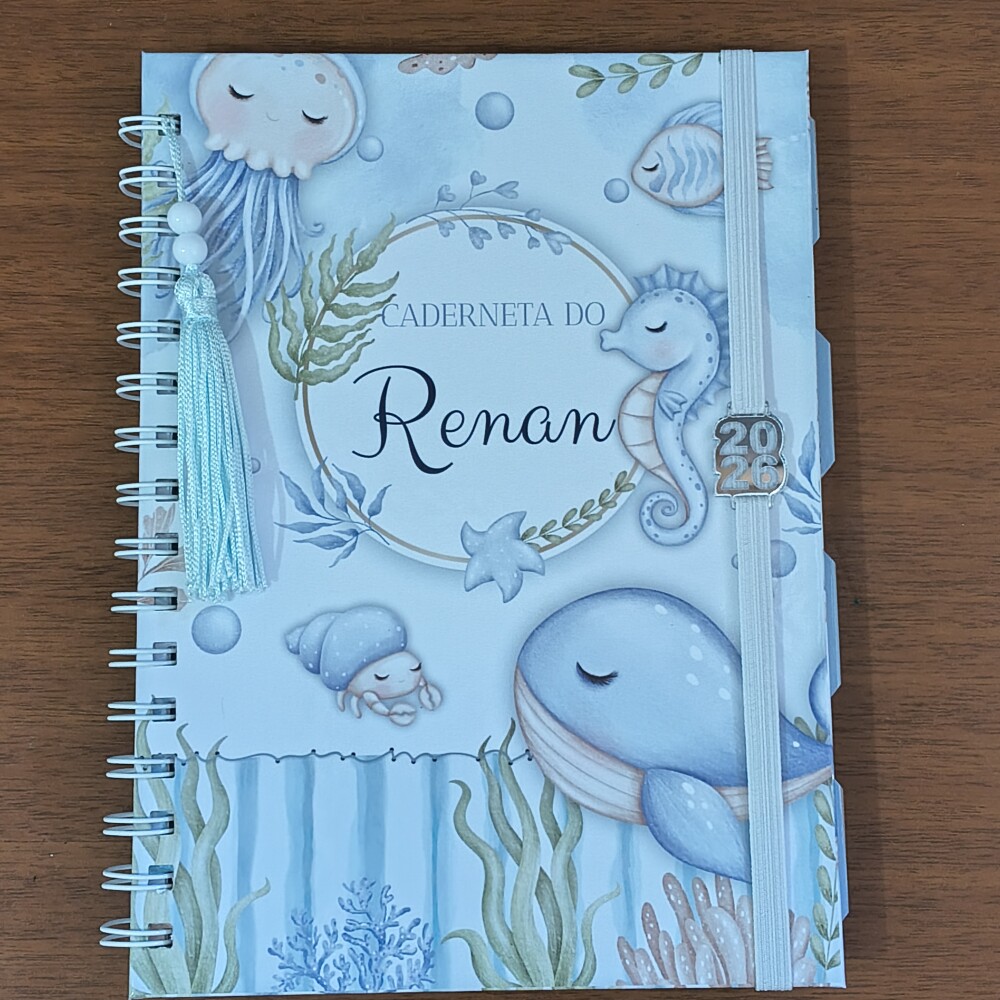 Caderneta de Saúde Personalizada - Tema Fundo do Mar