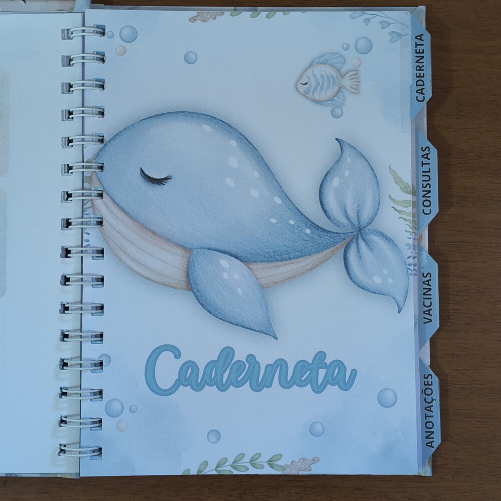 Caderneta de Saúde Personalizada - Tema Fundo do Mar