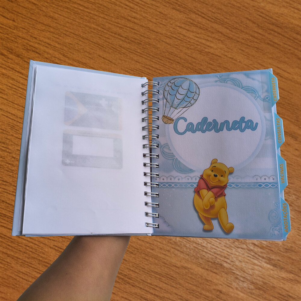 Caderneta de Saúde Personalizada - Tema Ursinho Pooh