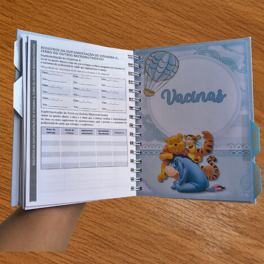 Caderneta de Saúde Personalizada - Tema Ursinho Pooh