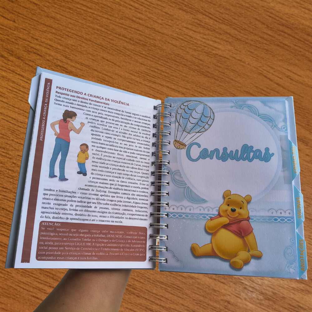 Caderneta de Saúde Personalizada - Tema Ursinho Pooh