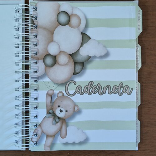 Caderneta de Saúde Personalizada - Tema Ursinho com Balões