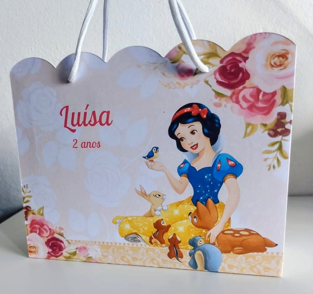 SACOLA PERSONALIZADA LEMBRANÇA ANIVERSÁRIO BRANCA DE NEVE