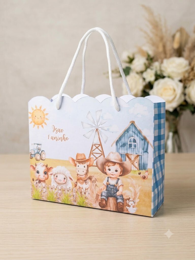 SACOLA PERSONALIZADA LEMBRANÇA ANIVERSÁRIO FAZENDINHA