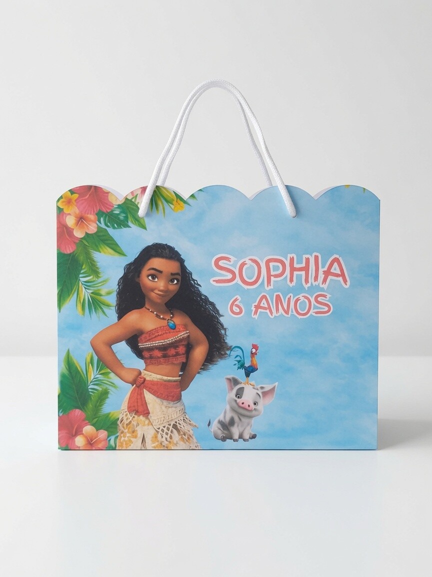 SACOLA PERSONALIZADA LEMBRANÇA ANIVERSÁRIO MOANA