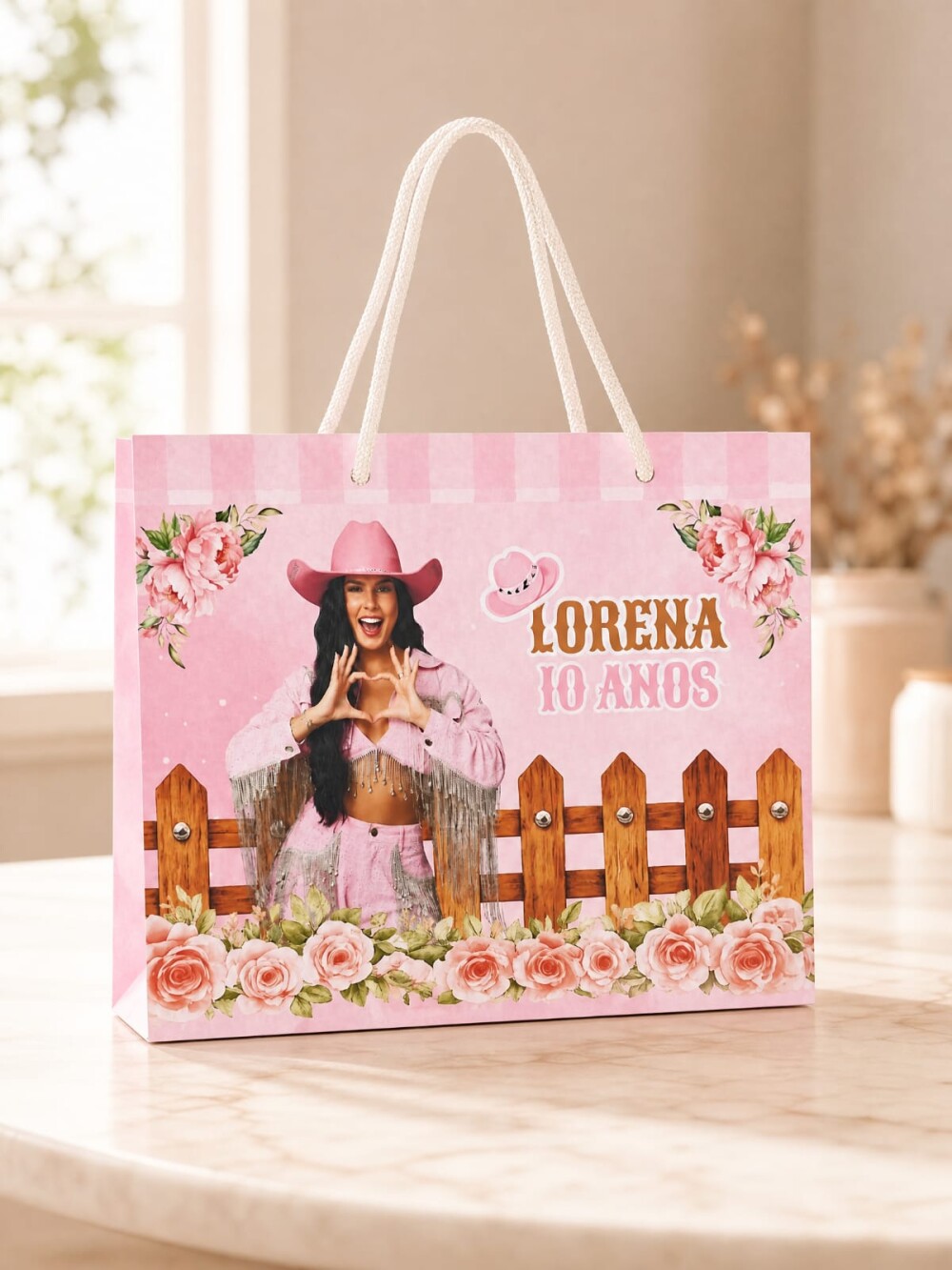 SACOLA PERSONALIZADA LEMBRANÇA ANIVERSÁRIO BOIADEIRA