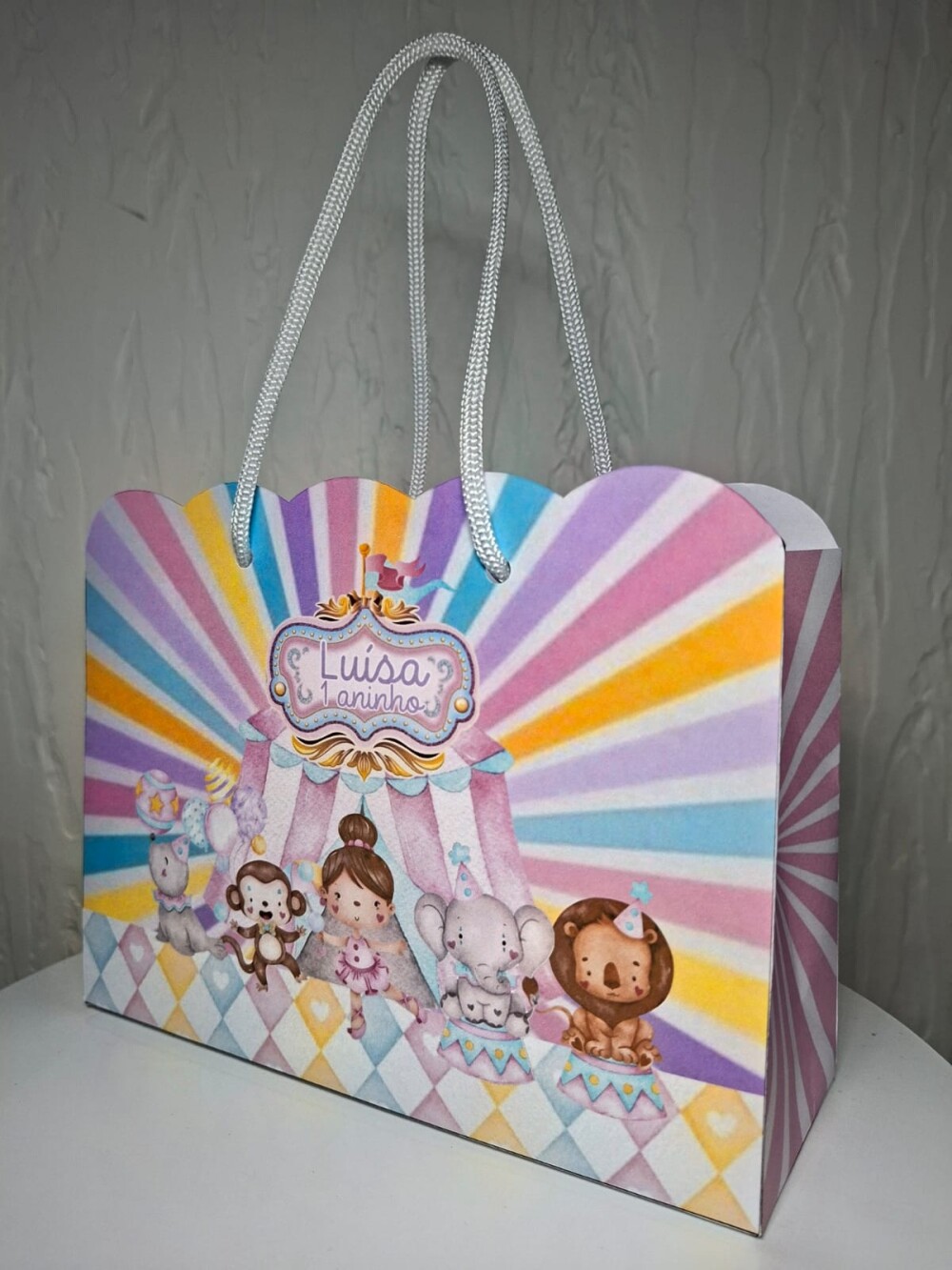 SACOLA PERSONALIZADA LEMBRANÇA ANIVERSÁRIO CIRCO ROSA