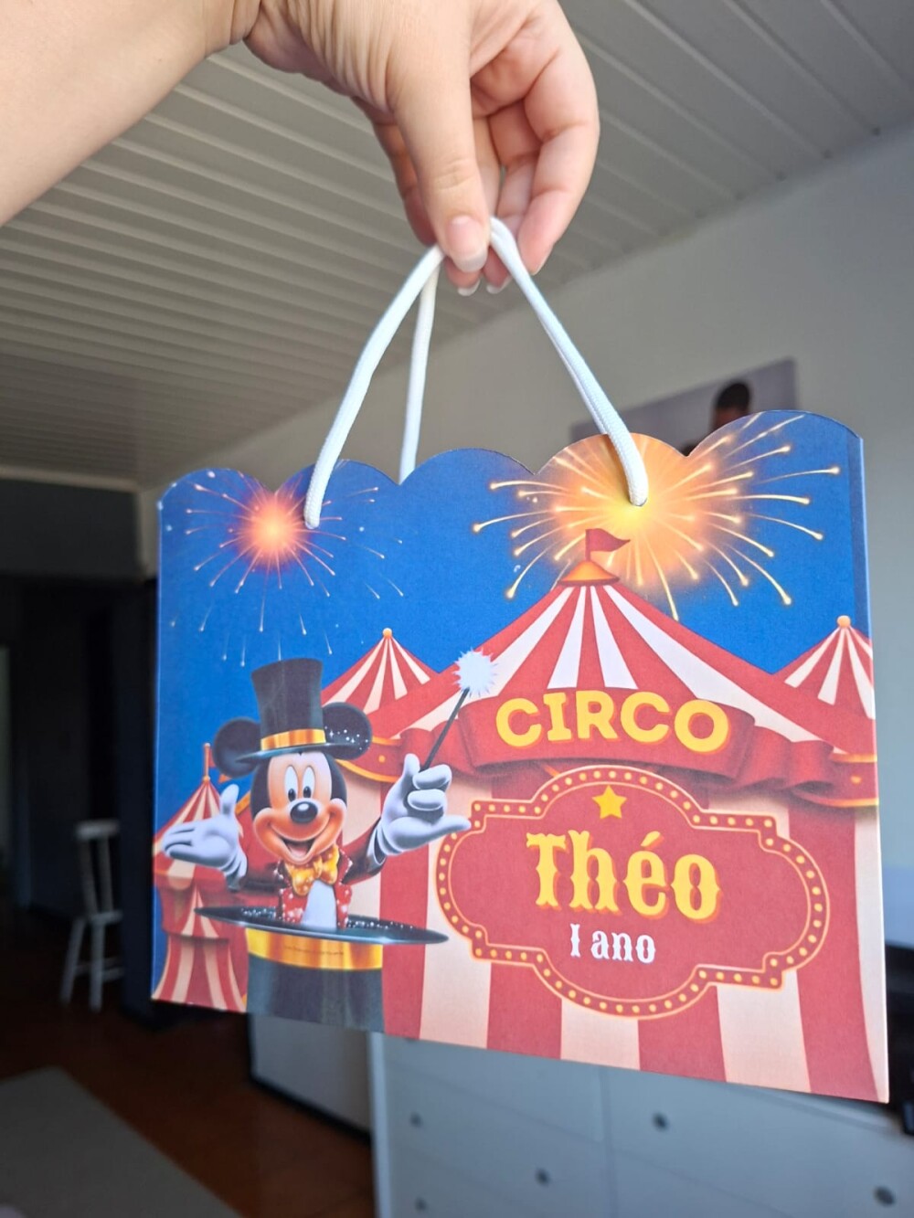 SACOLA PERSONALIZADA LEMBRANÇA ANIVERSÁRIO MICKEY CIRCO